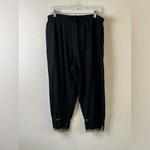 Paradiso Rayon Black with Tropical Print Beaded Hem Cropped Pants